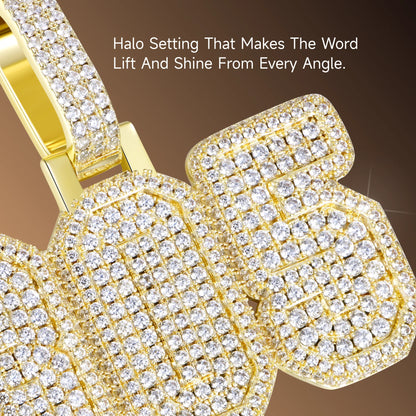 Custom Moissanite University Font Letter/Number Name Pendant