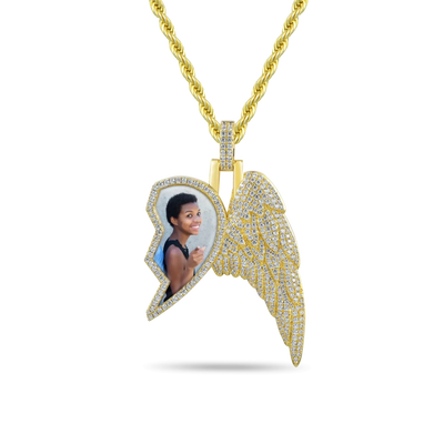 Custom Split Heart Pendant with Right Wing