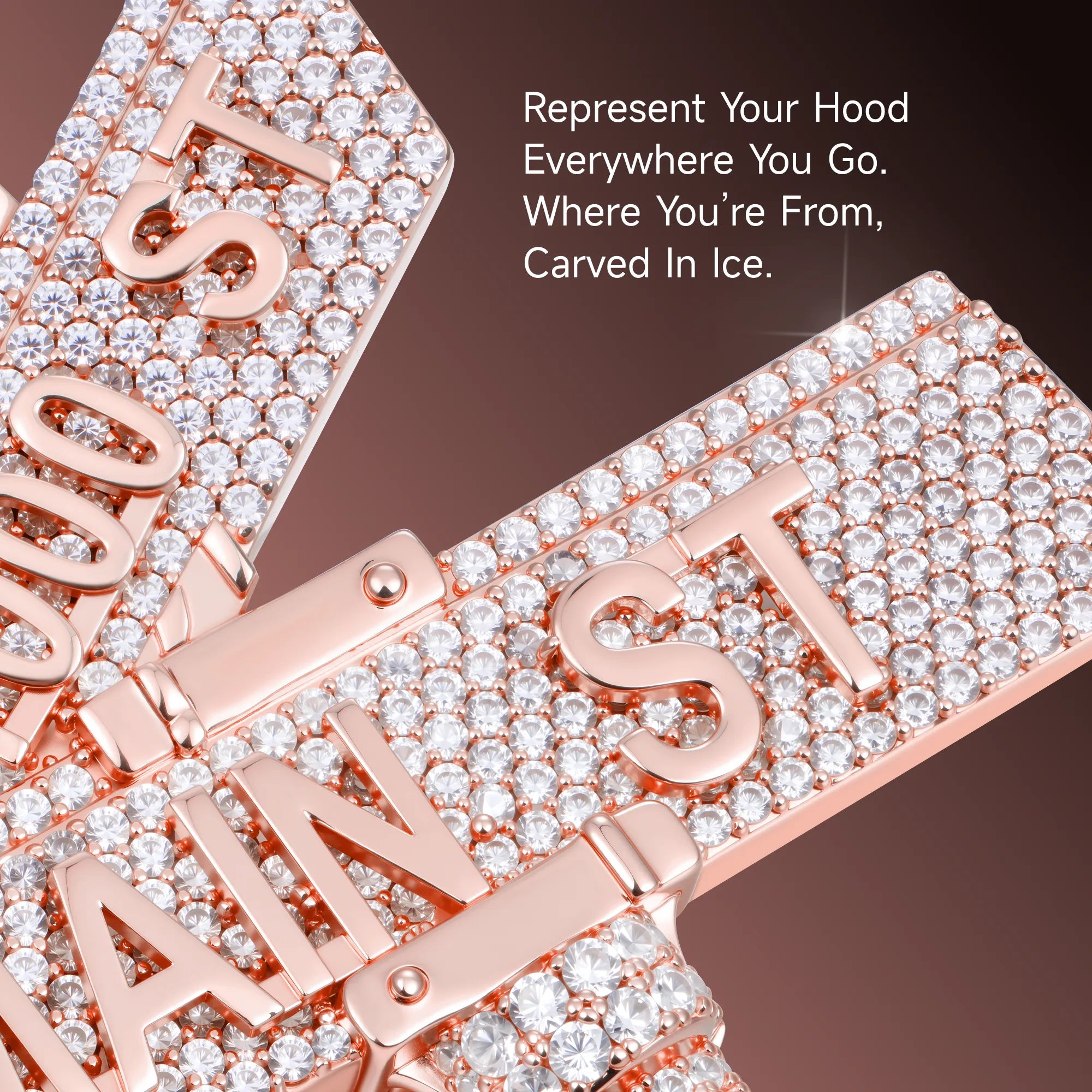 Custom White Iced Street Sign Pendant