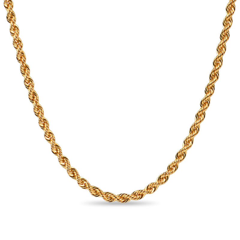 18K Solid Gold Rope Chain Necklace Men's Fine Jewelry APORRO