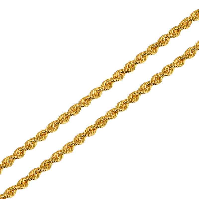 18K Solid Gold Rope Chain Necklace - Men's Fine Jewelry - APORRO