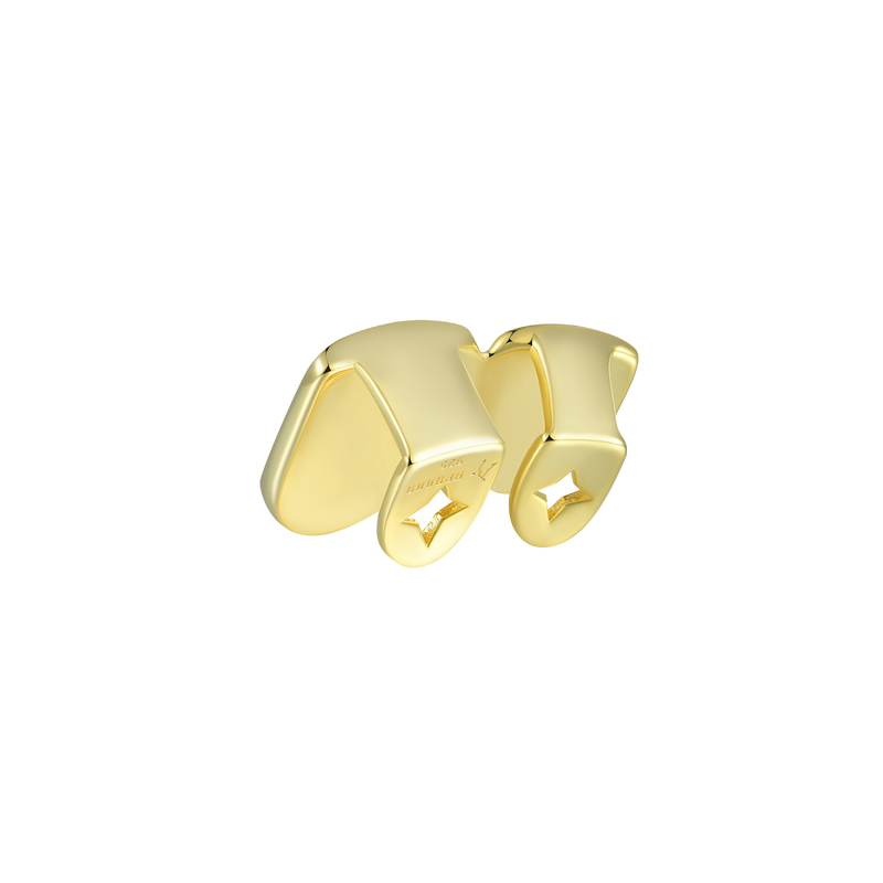 Pre-made Double Yellow White Irregular Shape Diamond Cross Grillz - APORRO