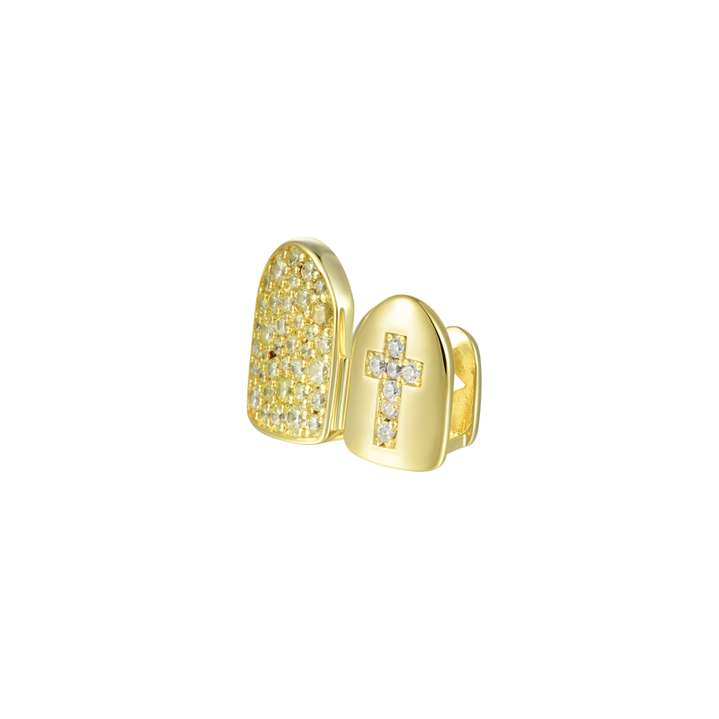 Pre-made Double Irregular Diamond Cross Grillz - APORRO