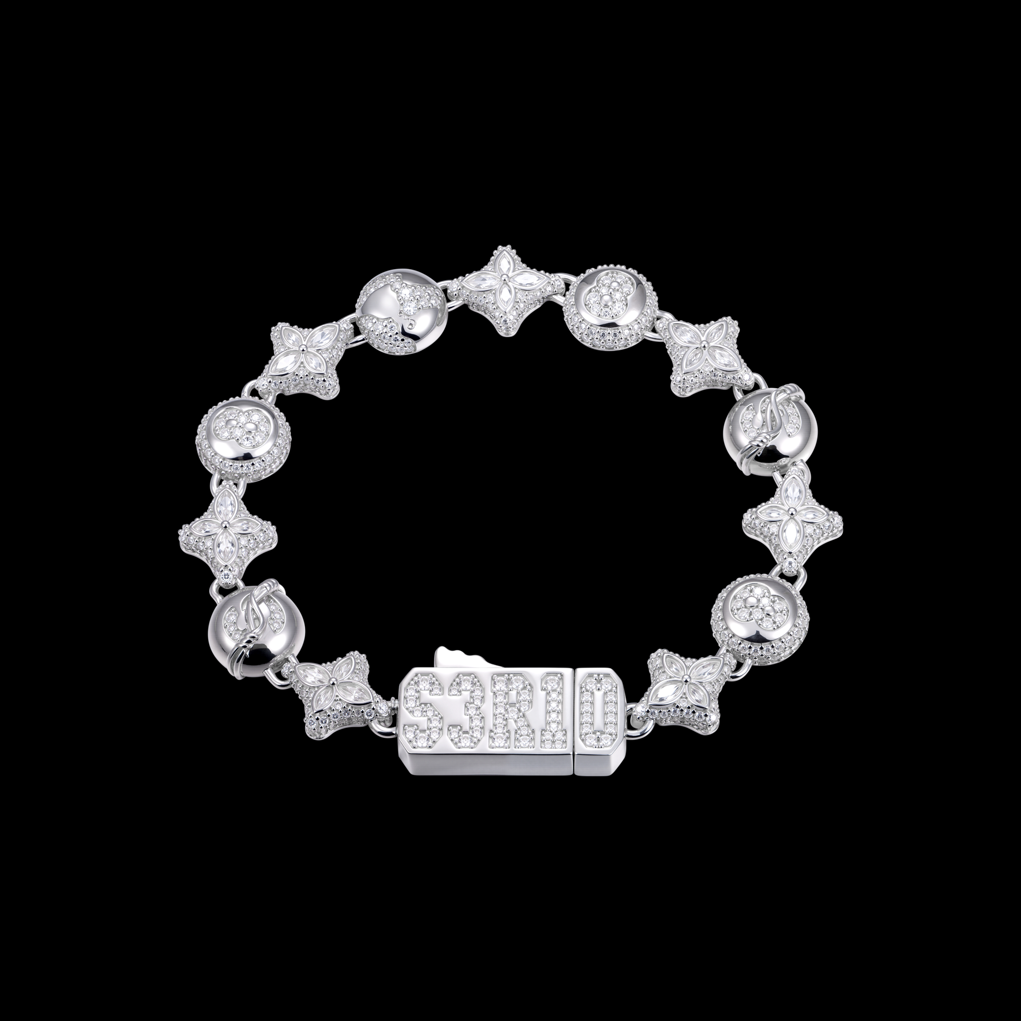 APORRO Premium Custom Iced Fully Iced Four-Leaf Bracelet