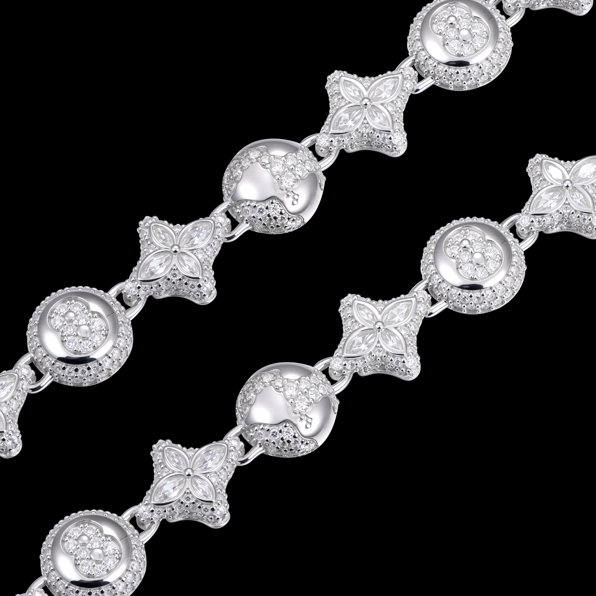 APORRO Premium Custom Iced Fully Iced Four-Leaf Bracelet