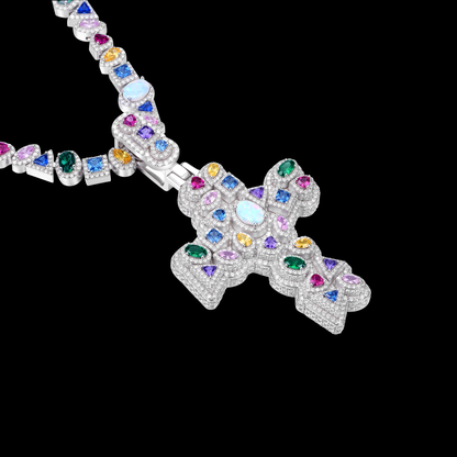 APORRO Premium Custom Iced Multi-color Custom-cut Gemstones Pendant And Chain