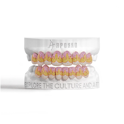 Custom Melting Color Flame Pave Grillz