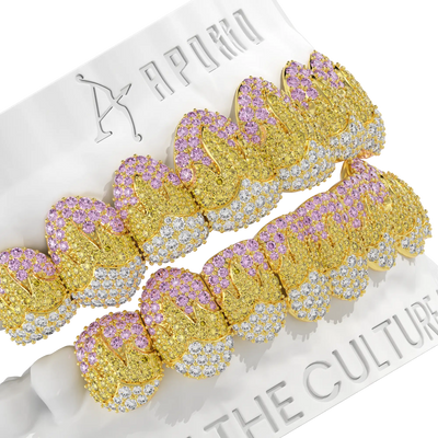 Custom Melting Color Flame Pave Grillz