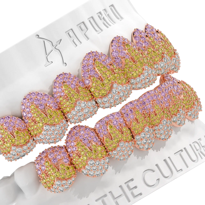 Custom Melting Color Flame Pave Grillz
