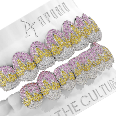 Custom Melting Color Flame Pave Grillz