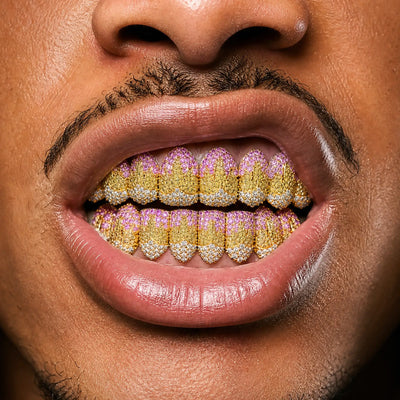Custom Melting Color Flame Pave Grillz