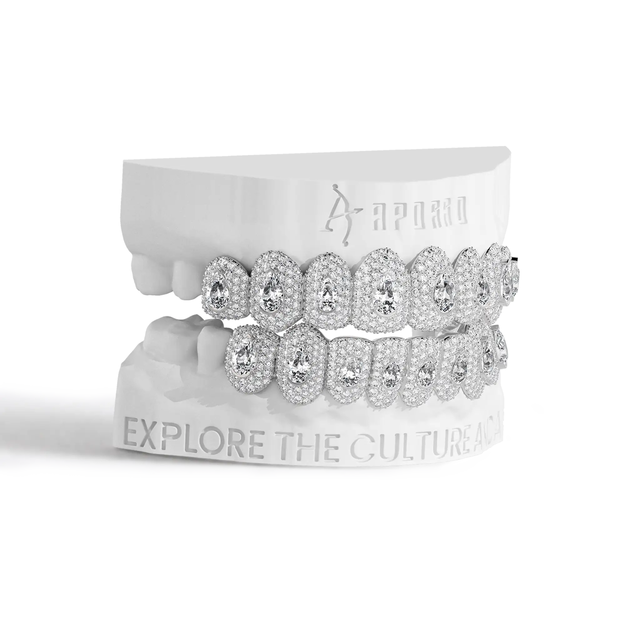 Custom Pear-Cut Full-Pavé Grillz