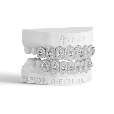 Custom Pear-Cut Full-Pavé Grillz