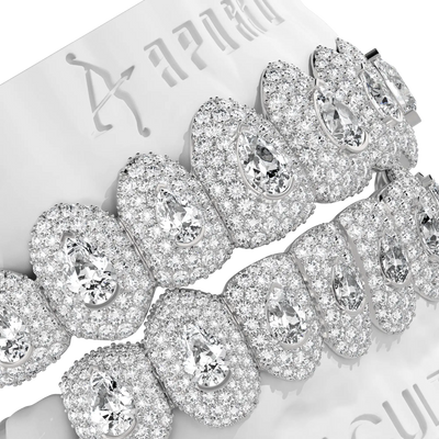 Custom Pear-Cut Full-Pavé Grillz