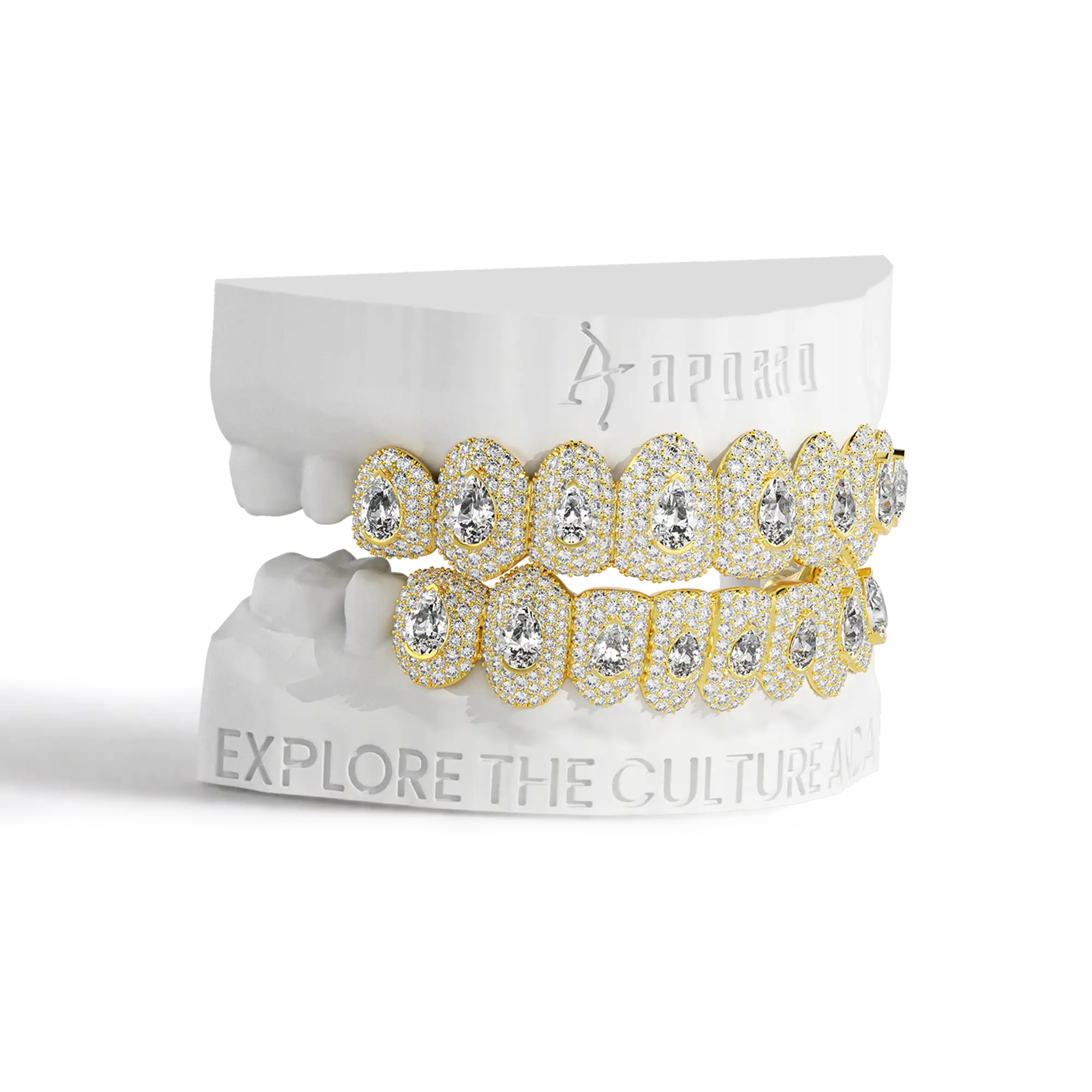 Custom Pear-Cut Full-Pavé Grillz