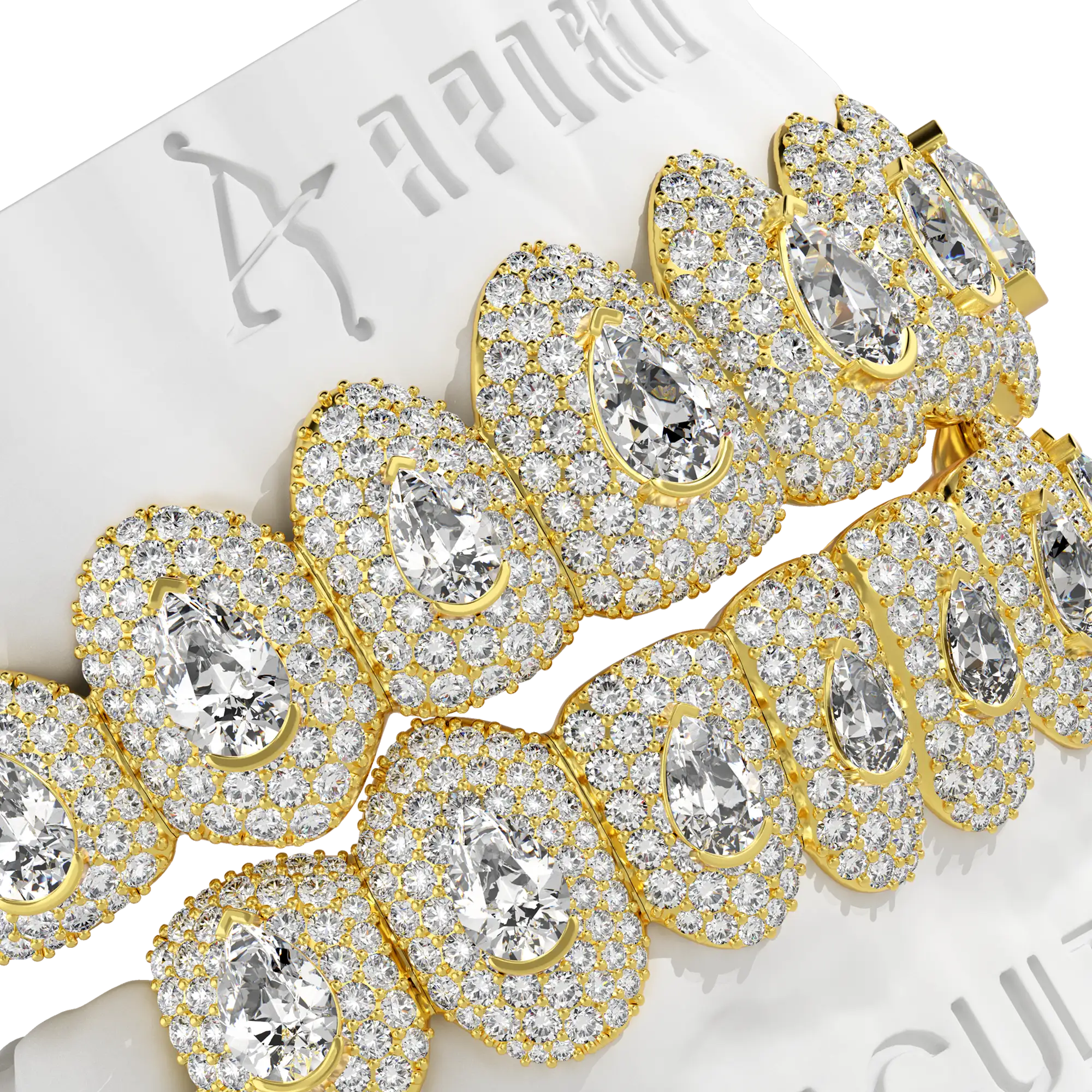 Custom Pear-Cut Full-Pavé Grillz