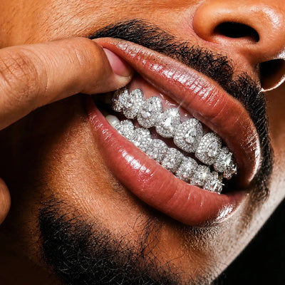 Custom Pear-Cut Full-Pavé Grillz