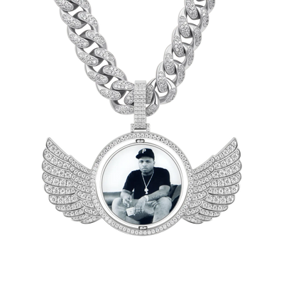 Custom Rotating Wings Photo Pendant