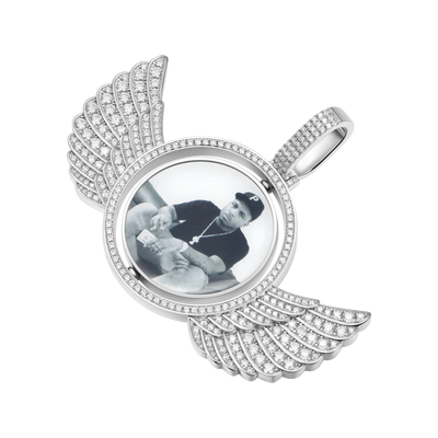 Custom Rotating Wings Photo Pendant