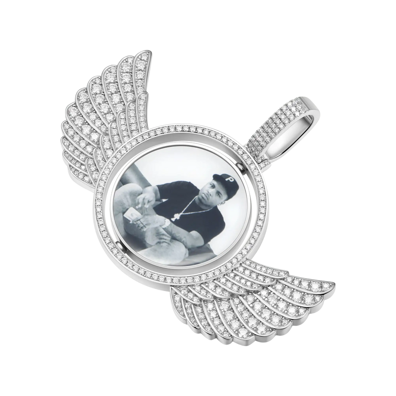 Custom Rotating Double-Sided Wings Photo Pendant