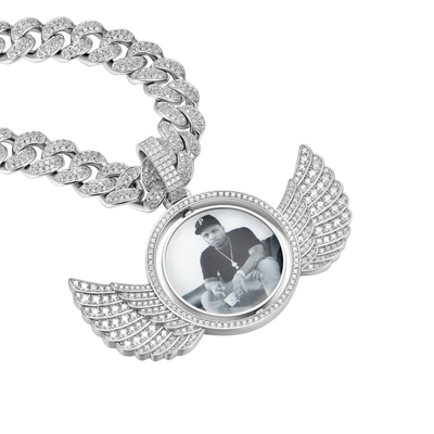 Custom Rotating Wings Photo Pendant