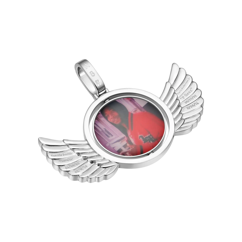 Custom Rotating Double-Sided Wings Photo Pendant