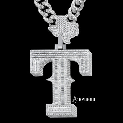 APORRO Premium Custom Iced Baguette T Pendant
