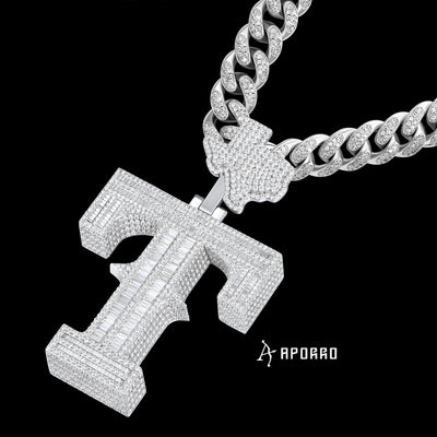 APORRO Premium Custom Iced Baguette T Pendant