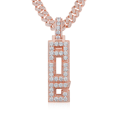 Custom Radiant Layers Vertical Letter Pendant  - Rose Gold
