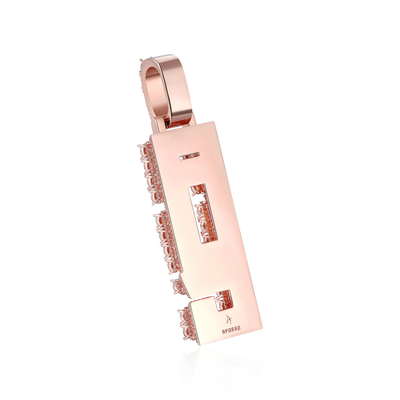 Custom Radiant Layers Vertical Letter Pendant  - Rose Gold