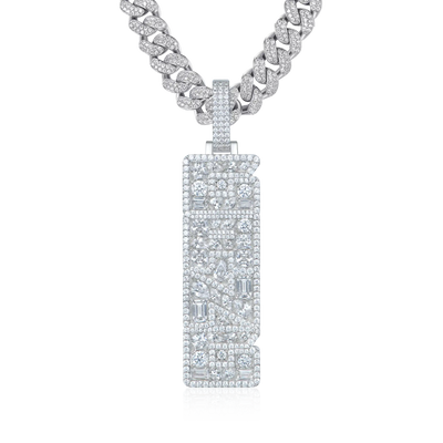 Custom Iced Mix-cut Vertical Pendant - Width - 21mm