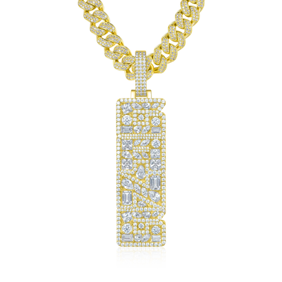 Custom Iced Mix-cut Vertical Pendant - Width - 21mm