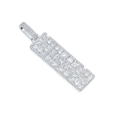 Custom Iced Mix-cut Vertical Pendant - Width - 21mm