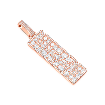 Custom Iced Mix-cut Vertical Pendant - Width - 21mm