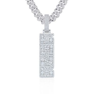 Custom Iced Mix-cut Vertical Pendant