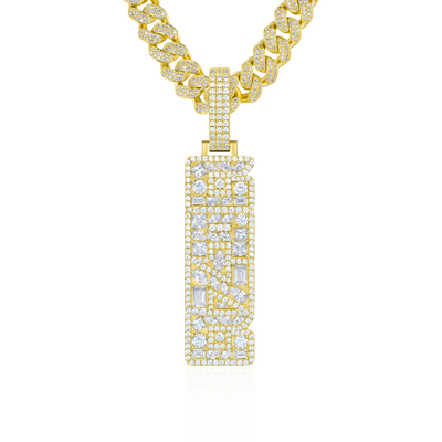 Custom Iced Mix-cut Vertical Pendant
