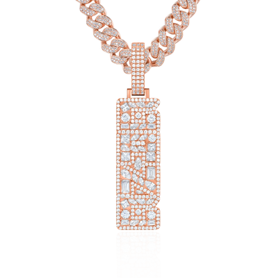 Custom Iced Mix-cut Vertical Pendant