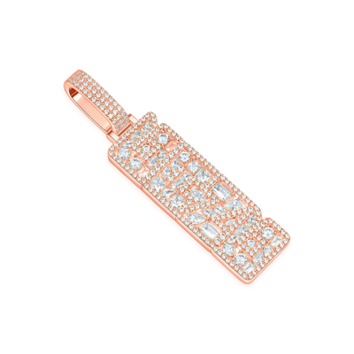 Custom Iced Mix-cut Vertical Pendant
