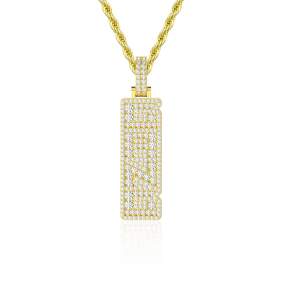 Custom Iced Vertical Letter Pendant