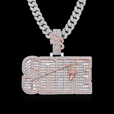 APORRO Premium Custom Iced Name Pendant With Emerald Cut Diamonds