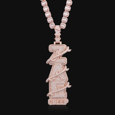 APORRO Premium Custom 3D Triple-layered Thorn Vertial Style Iced Name Pendant