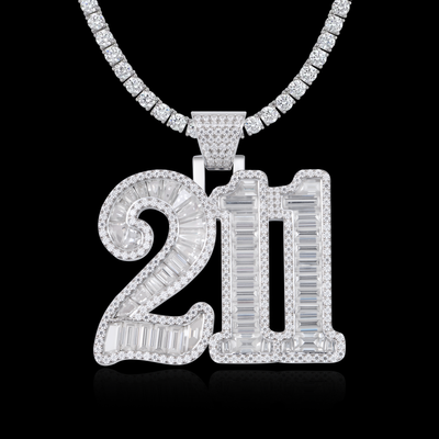 APORRO Premium Custom Iced Baguette Cut Numbers Pendant