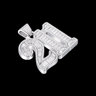 APORRO Premium Custom Iced Baguette Cut Numbers Pendant