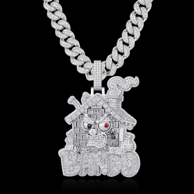 APORRO Premium Custom Iced Trap House Pendant With Baguette Stones
