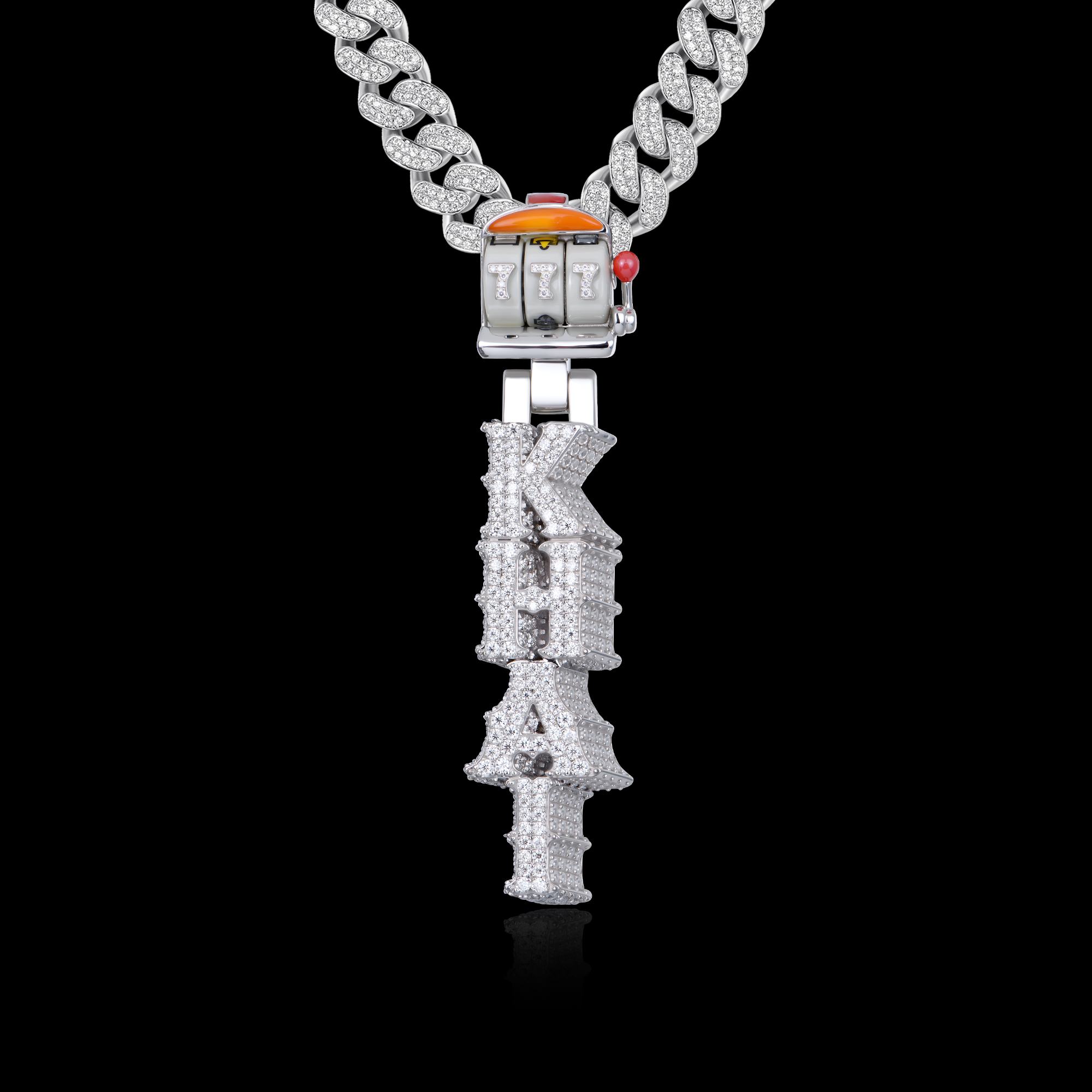 APORRO Premium Custom 3D 2inches Iced VVS Moissanite Vertial Style Name Pendant With Custom Bail