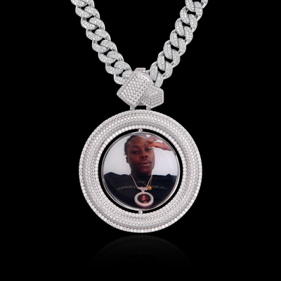 APORRO Premium Custom lced Dual-face Spinning Photo Pendant