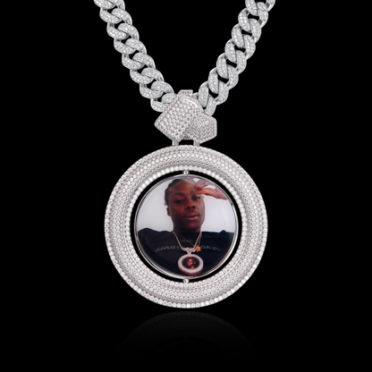 APORRO Premium Custom lced Dual-face Spinning Photo Pendant