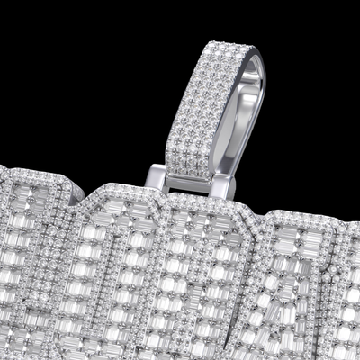 APORRO Premium Custom Iced Letters Pendant With Emerald Cut Diamonds