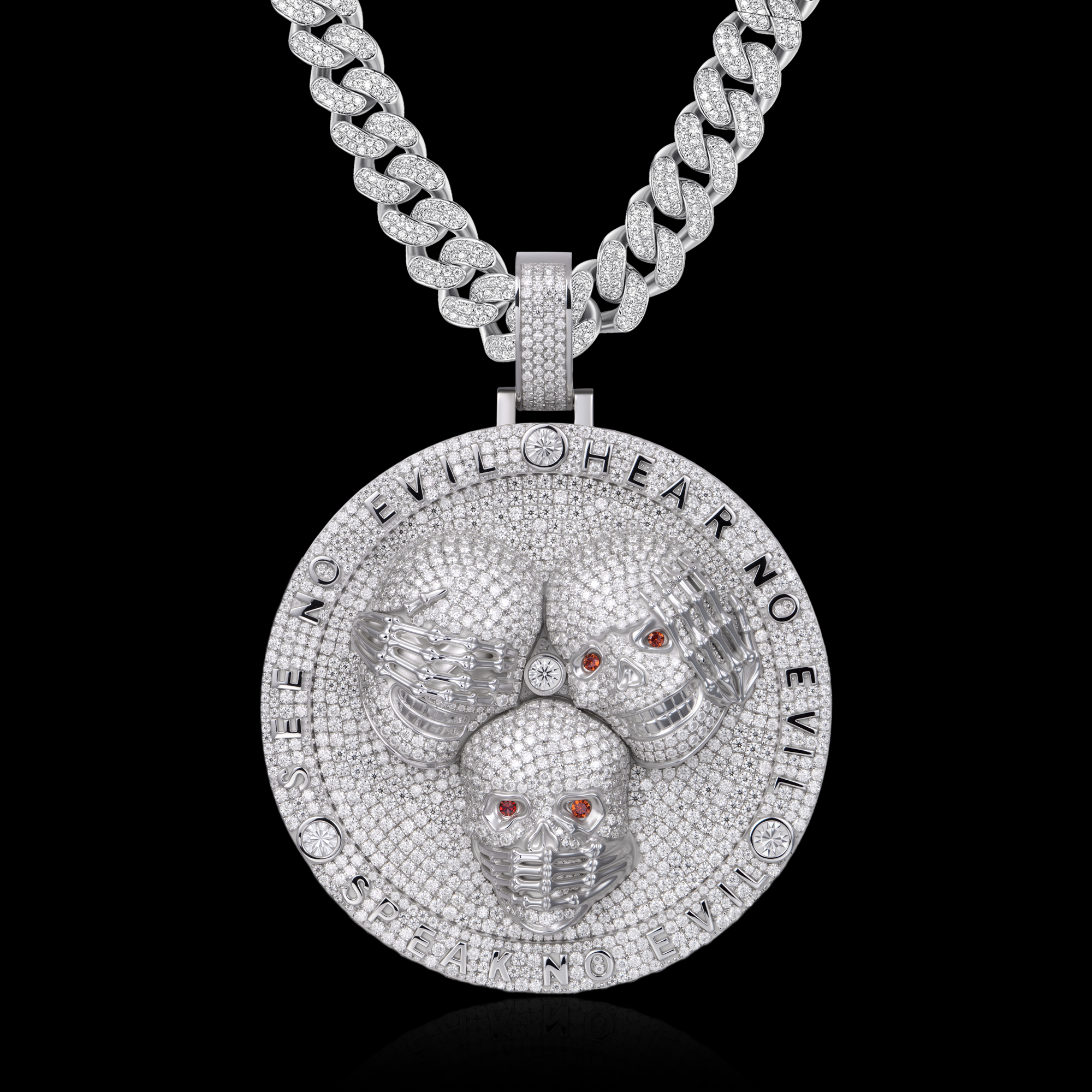 APORRO Premium Custom 3D Iced Skull Pendant