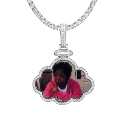 Custom Angel Cloud Double-Sided Photo Pendant